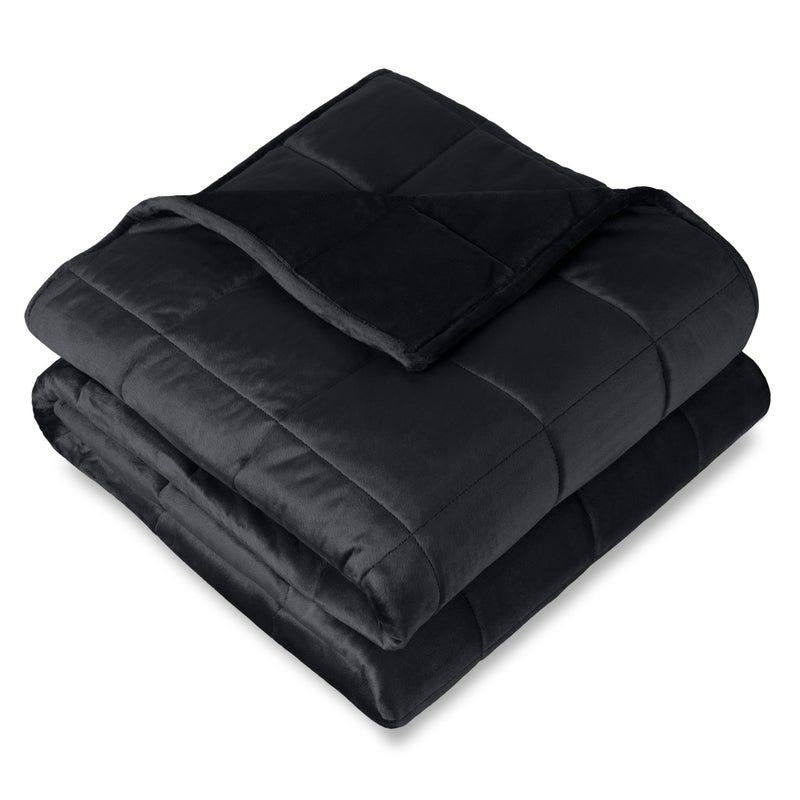 Bare Home Weighted Blanket Queen Size 17lb 60 x 80 for Adults  Minky Fleece  Premium Heavy Blanket Nontoxic Glass Beads Black 60x80
