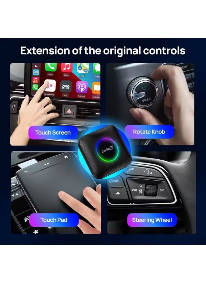 Carlinkit - 2024 Ai Box LED, Android 13, Qualcomm 6225, 8GB+128GB, Wireless CarPlay Android Auto 3-in-1 Dongle comes with Google Play Store, Streaming Video, Only for the Vehicle with Wired CarPlay - Image 1