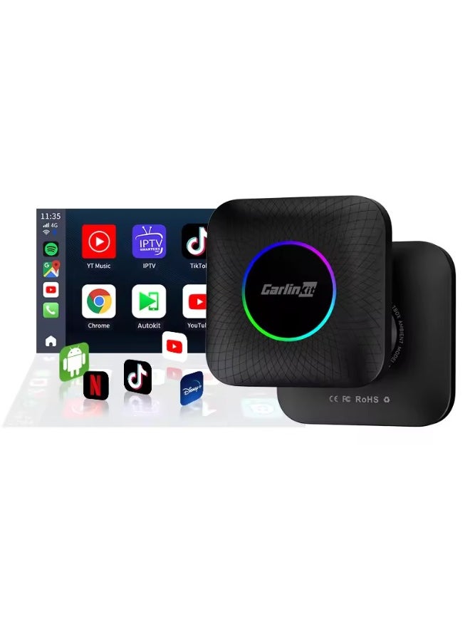 Carlinkit - 2024 Ai Box LED, Android 13, Qualcomm 6225, 8GB+128GB, Wireless CarPlay Android Auto 3-in-1 Dongle comes with Google Play Store, Streaming Video, Only for the Vehicle with Wired CarPlay - Image 1