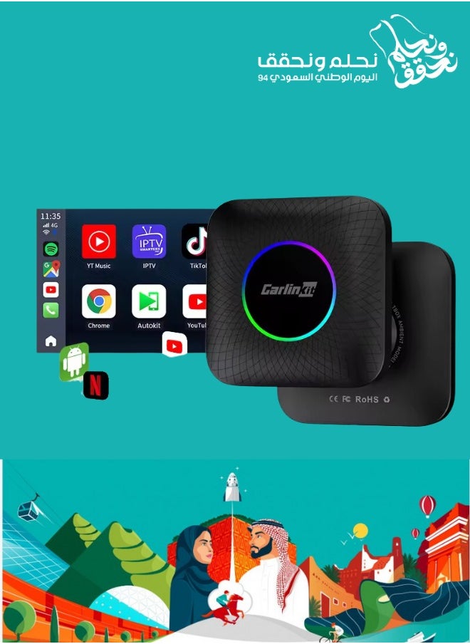 Carlinkit - 2024 Ai Box LED, Android 13, Qualcomm 6225, 8GB+128GB, Wireless CarPlay Android Auto 3-in-1 Dongle comes with Google Play Store, Streaming Video, Only for the Vehicle with Wired CarPlay - Image 1