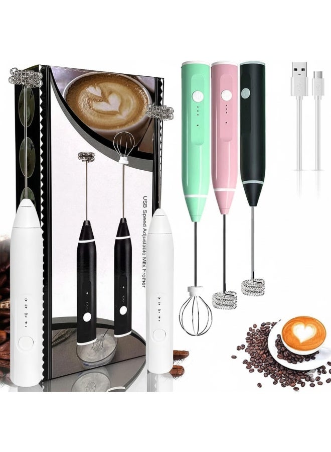 2-in-1 Electric Milk Frother and Nescafe Maker - Rechargeable Manual Milk Frother - 3 Adjustable Speeds for Latte, Coffee, and Cappuccino, with Additional Egg Beater - (Multi-color) Color Selection is Random - Image 1