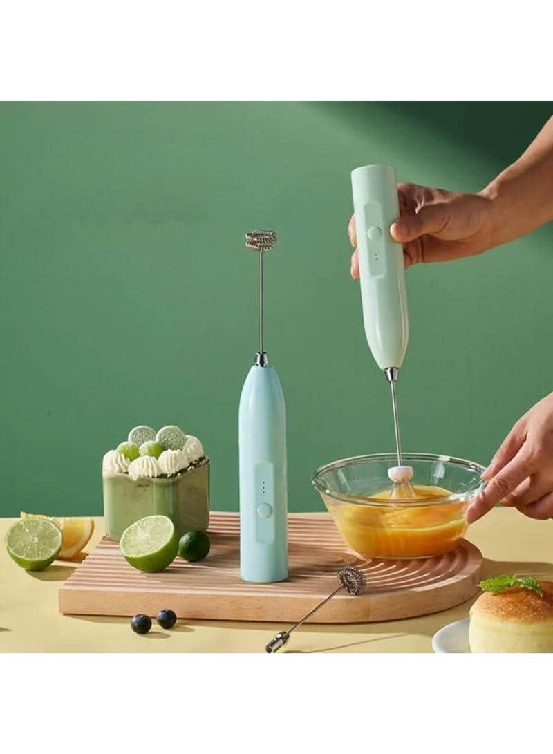 2-in-1 Electric Milk Frother and Nescafe Maker - Rechargeable Manual Milk Frother - 3 Adjustable Speeds for Latte, Coffee, and Cappuccino, with Additional Egg Beater - (Multi-color) Color Selection is Random - Image 3