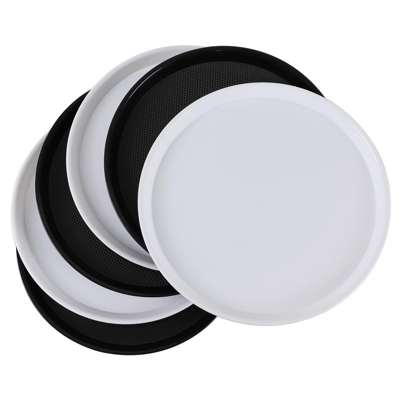 Utiao 6 Packs Plastic Round Serving Trays Fast Food Serving Tray