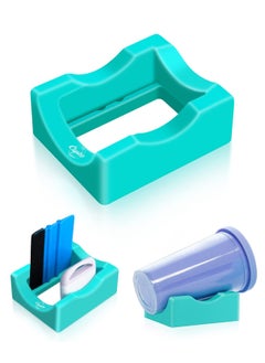 Excefore Small Silicone Cup Cradle for Crafting Tumbler Holder with Built in Slot and Felt Edge Squeegee for Mug and Glass Bottle Anti Skidding Display Tumbler Stand  - Image 1