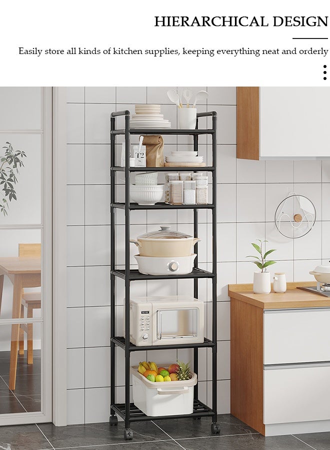 DUNISO 6 Tier Storage Shelves, Stable Kitchen Shelf Organizer, Storage Rack with Wheels and Armrests, Removable Free Standing Rack, Multipurpose Rack, Shelving Unit for Laundry Room,Living Room,Garage,Pantry,Study Room - Image 3