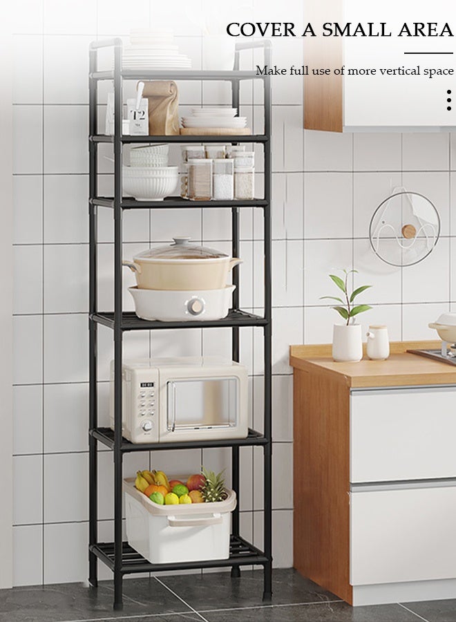DUNISO 6 Tier Storage Shelves, Stable Kitchen Shelf Organizer, Storage Rack with Wheels and Armrests, Removable Free Standing Rack, Multipurpose Rack, Shelving Unit for Laundry Room,Living Room,Garage,Pantry,Study Room - Image 5