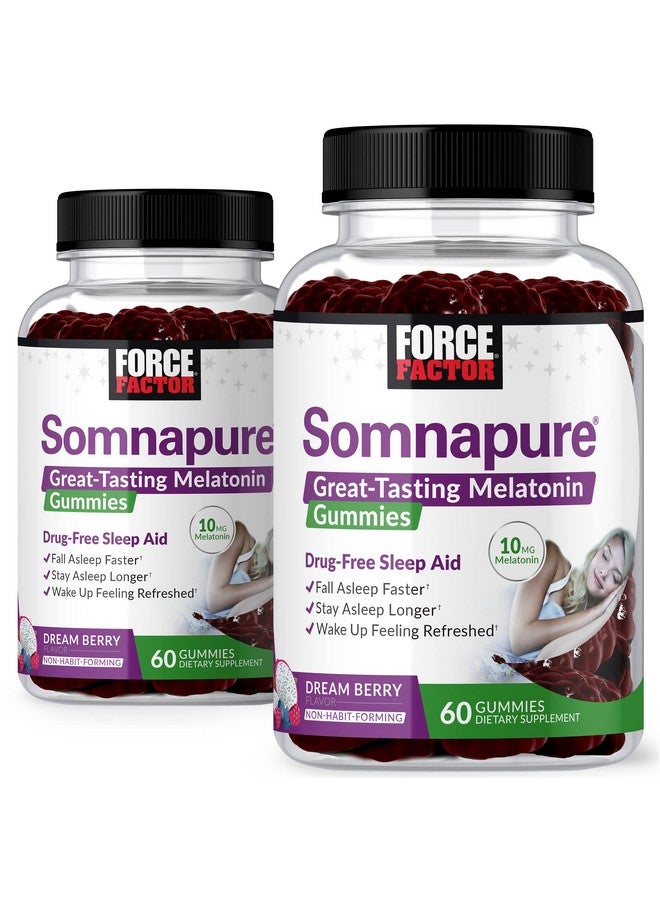 FORCE FACTOR Somnapure Gummies 2-Pack with Melatonin 10mg, Melatonin Gummies, Dream Berry Flavor, 120 Gummies, Purple - Image 1