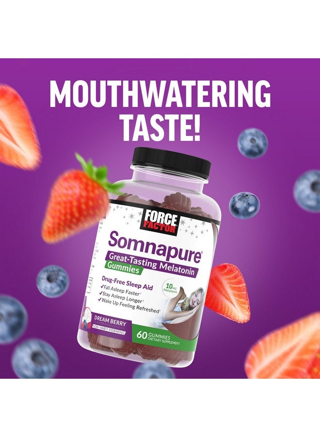 FORCE FACTOR Somnapure Gummies 2-Pack with Melatonin 10mg, Melatonin Gummies, Dream Berry Flavor, 120 Gummies, Purple - Image 4