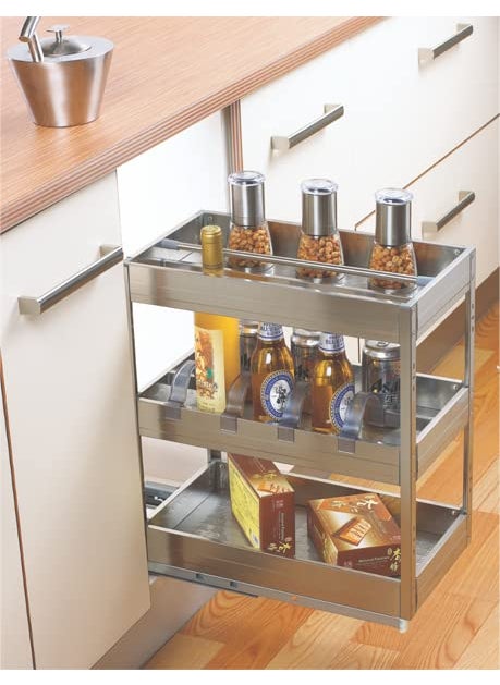 Volo VOLO 4inch Soft Close 2 Layer Satin Bottle Pullout for Kitchen Size 300mm  - Image 3