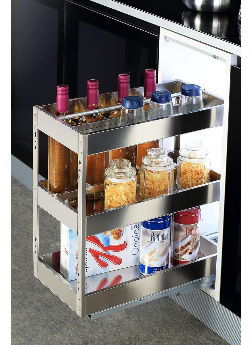 Volo VOLO 4inch Soft Close 2 Layer Satin Bottle Pullout for Kitchen Size 300mm  - Image 2