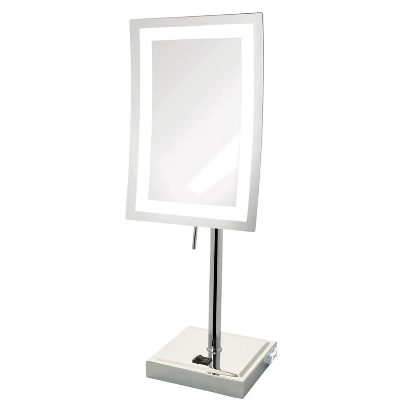 JERDON Lighted Tabletop Magnifying Mirror LED Makeup Mirror with 5X Magnification in Chrome Finish Model JRT910CL