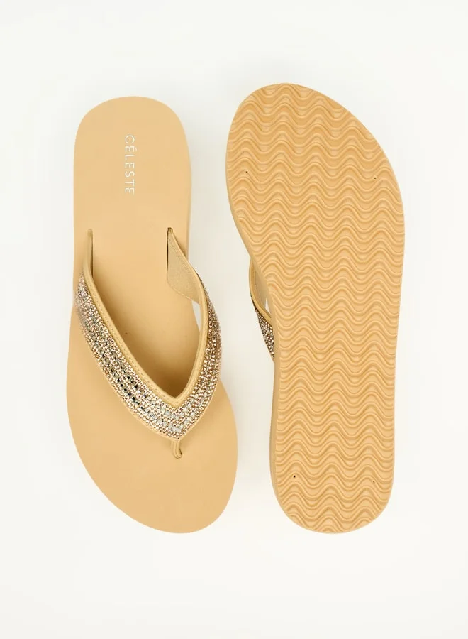 Celeste Women's Bead Embellished Thong Slippers