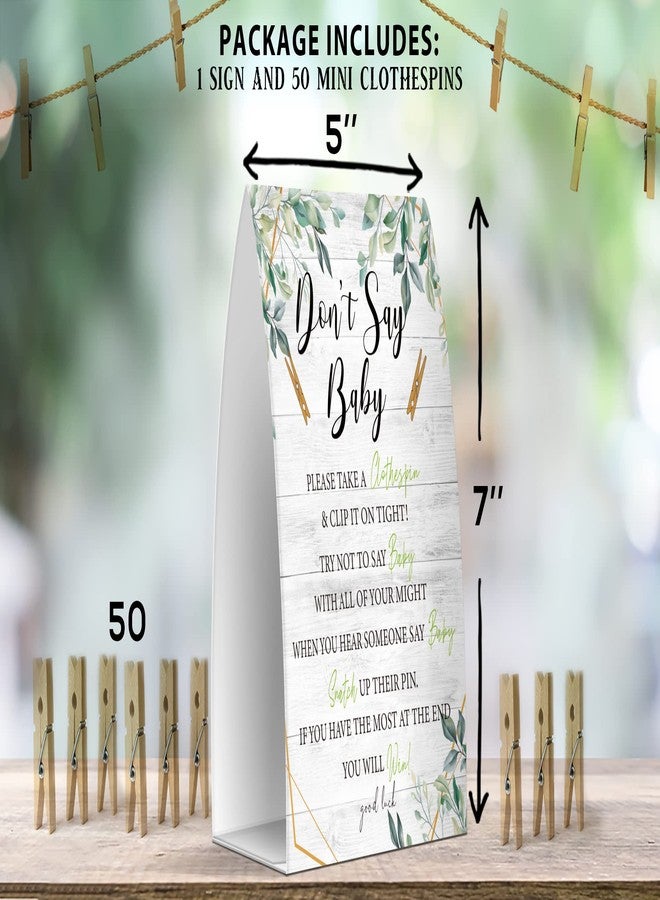 Pazag Don't Say Baby Set - One 5x7 Sign and 50 Mini Clothespins, Baby Shower Games, Baby Shower Decoration, Gender Neutral Baby Shower - MsJb036 - Image 4