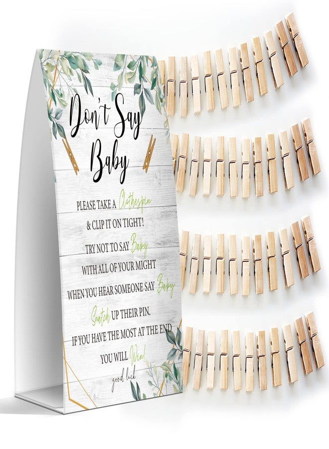 Pazag Don't Say Baby Set - One 5x7 Sign and 50 Mini Clothespins, Baby Shower Games, Baby Shower Decoration, Gender Neutral Baby Shower - MsJb036 - Image 1