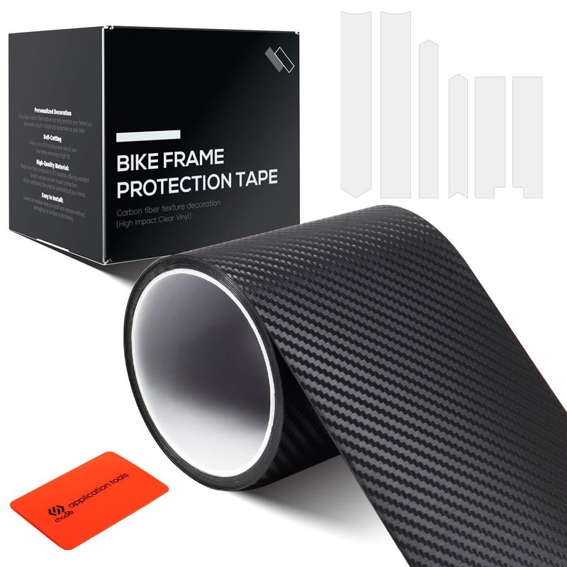 CNCLOL Cnc Bike Frame Protection Tape Bicycle Frame Protector Sticker-Frame Protection Paint Film 3M(4 X118 )  Carbon Fiber Pattern Bike Frame Guard Wrap For Mountain Bike/Gravel/Mtb/Road Bike Etc.Black-3K - Image 1