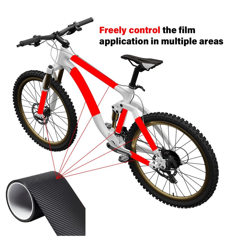 CNCLOL Cnc Bike Frame Protection Tape Bicycle Frame Protector Sticker-Frame Protection Paint Film 3M(4 X118 )  Carbon Fiber Pattern Bike Frame Guard Wrap For Mountain Bike/Gravel/Mtb/Road Bike Etc.Black-3K - Image 2