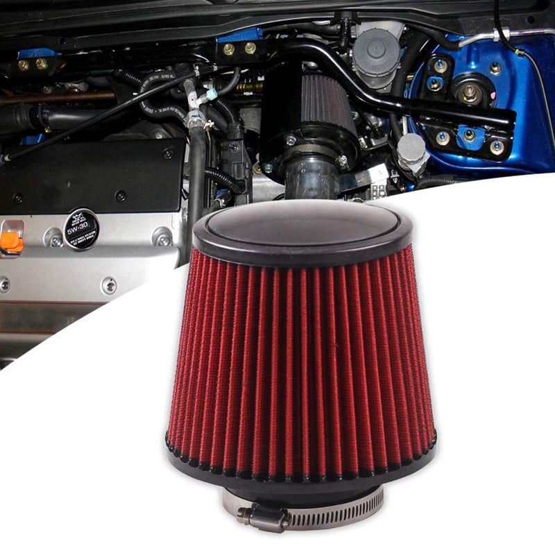 RYANSTAR 76mm 3 High Flow Round Tapered Cone ClosedTop Cool Air Filter Cleaner