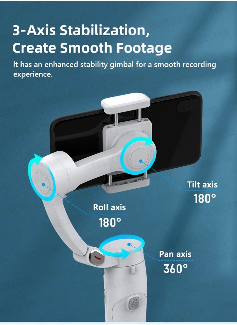 Digi Core مثبت جيمبال للهواتف الذكية مثبت آيفون لتسجيل الفيديو مع تتبع الوجه M1 Merak One 3-Axis Gimbal لأجهزة Android وiPhone متعدد الأوضاع قابل للطي لتسجيل مدونة الفيديو والتقاط الصور أثناء السفر  - Image 3