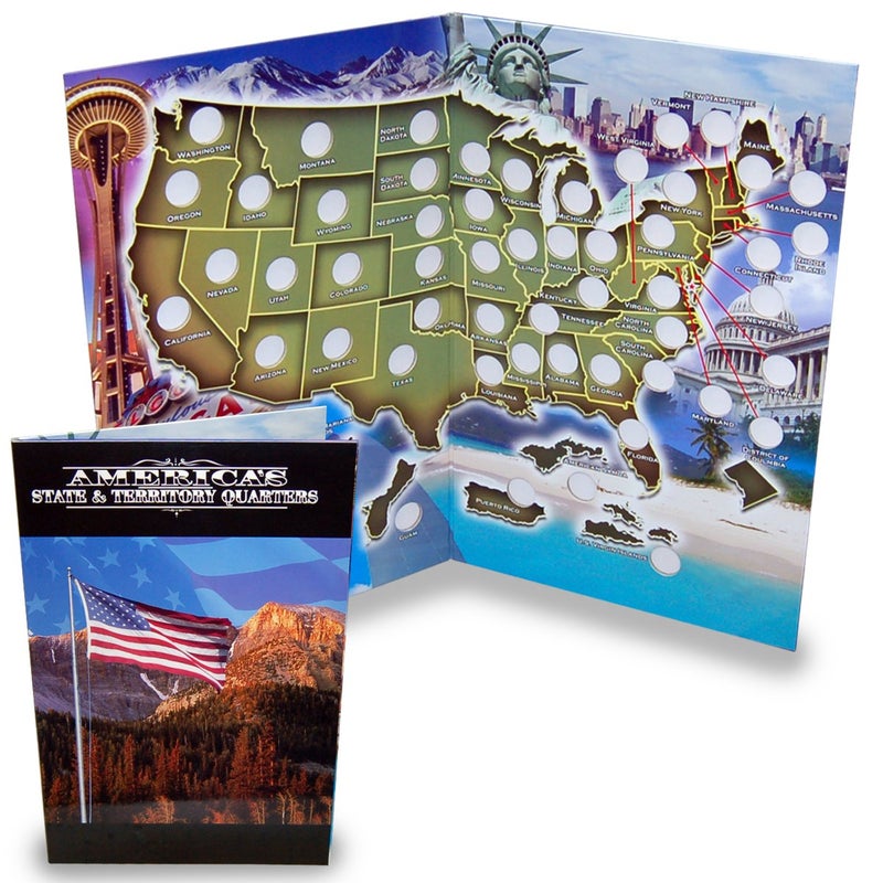 First Commemorative Mint State Quarter Collection Book Folder Map - Image 1