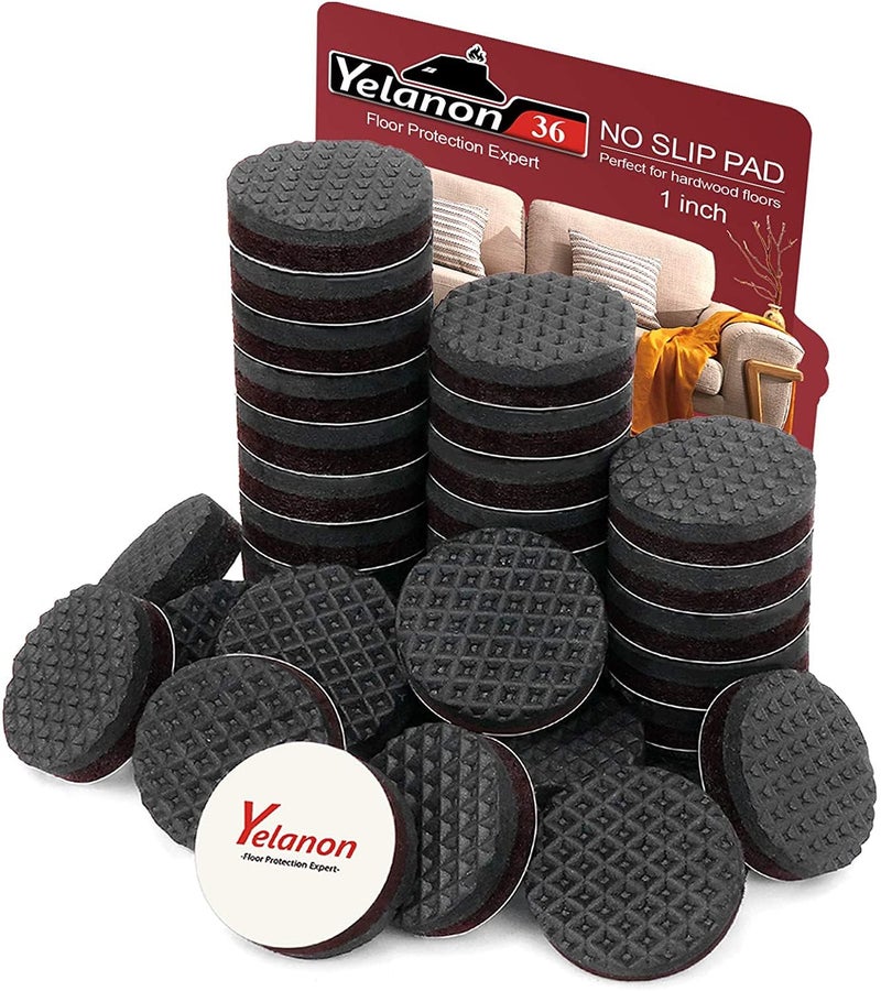 Yelanon Non Slip Furniture Pads 36 pcs 1Furniture Grippers Non Skid Furniture LegsSelf Adhesive Rubber Furniture Feet Anti Slide Furniture Hardwood Floor Protector for Keep Furniture Stoppers