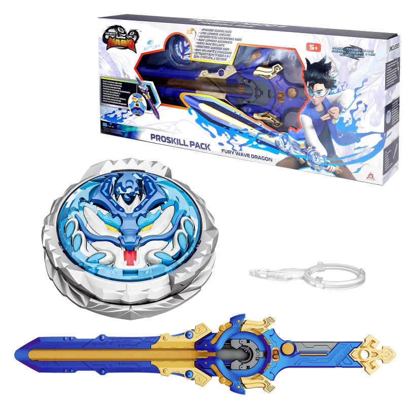 INFINITY NADO Battling top with Sword Launcher Metal Glowing battling top Balance Type RightLeftSpinning Top Game Toys Battle Top Starter Pack Set for Boys Girls 5 Fury Wave Dragon Blue - Image 3