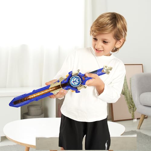 INFINITY NADO Battling top with Sword Launcher Metal Glowing battling top Balance Type RightLeftSpinning Top Game Toys Battle Top Starter Pack Set for Boys Girls 5 Fury Wave Dragon Blue - Image 5
