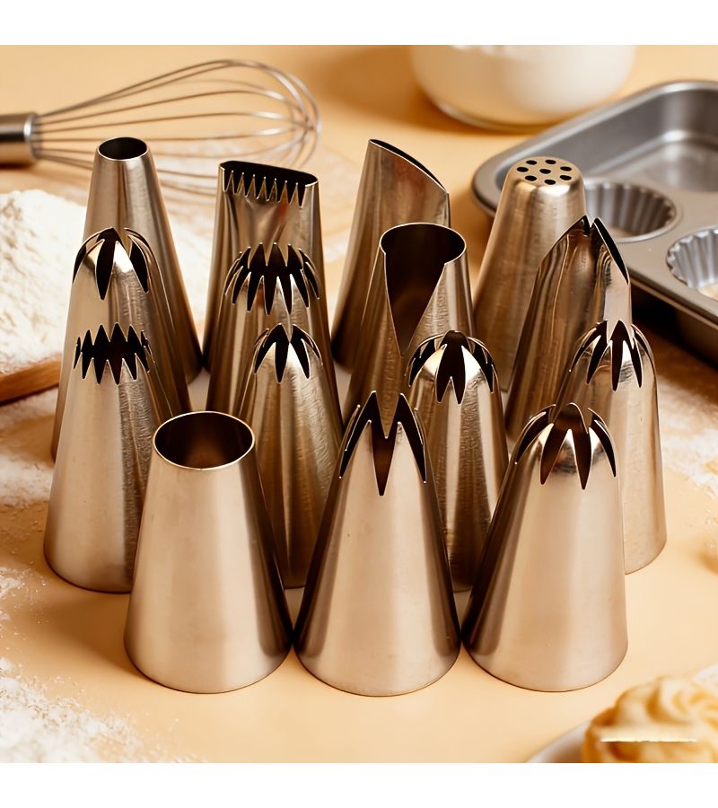 15 Piece Large Stainless Steel Piping Nozzle Set For Cookie Cupcake Wedding Cake Decorating - Image 5