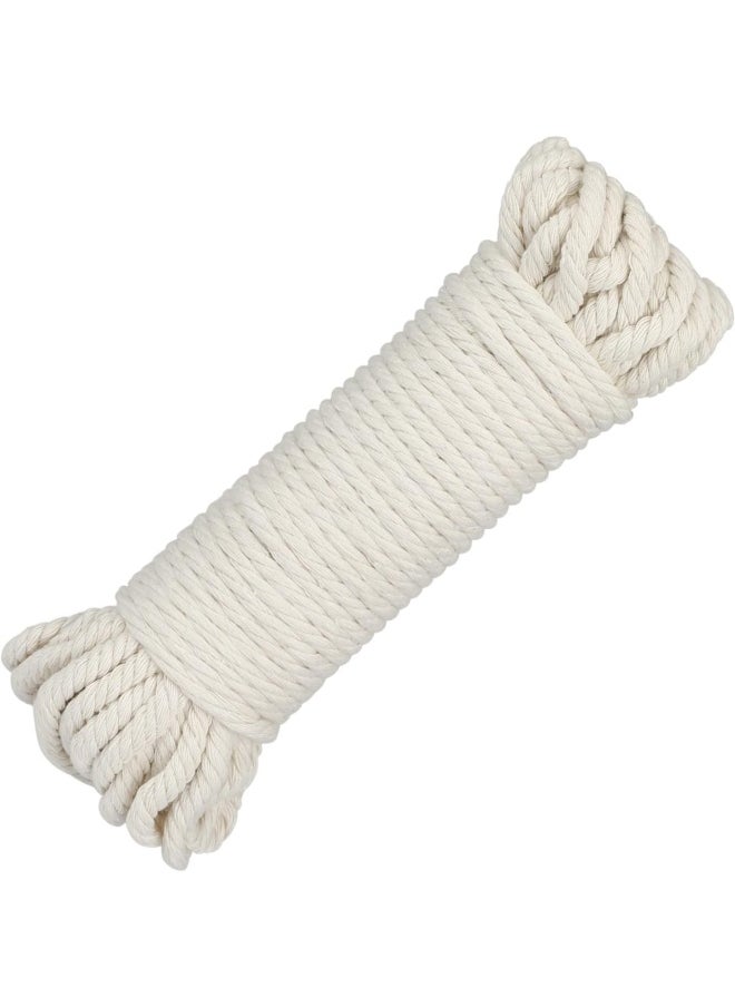 Premify 6Mm White Cotton Cord Craft Macrame Natural Durable Long Cotton Rope Handmade Art Material For Craft Wall, Hanging Plants, Drawstrings, Gardening, Home Decorations (6Mm X15Meters)  - Image 1
