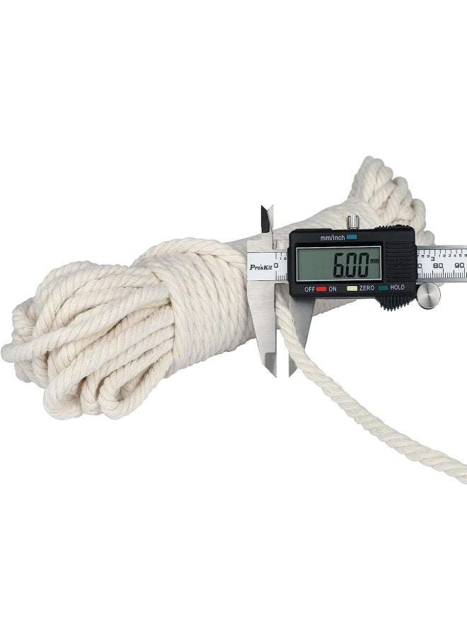 Premify 6Mm White Cotton Cord Craft Macrame Natural Durable Long Cotton Rope Handmade Art Material For Craft Wall, Hanging Plants, Drawstrings, Gardening, Home Decorations (6Mm X15Meters)  - Image 3