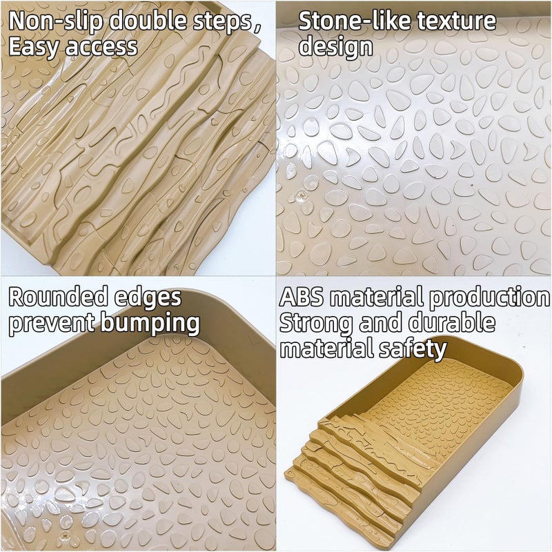 JWIZYOTR 3 PCS Reptile Water Dish with Climbing Ramp, Leaf Reptile Water Bowl, Amphibians Habitat Yellow Tortoise Water Dish for Turtle, Gecko, Snake, Bearded Dragon, Lizard - Image 4