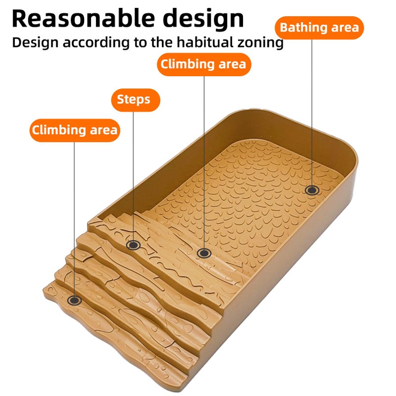 JWIZYOTR 3 PCS Reptile Water Dish with Climbing Ramp, Leaf Reptile Water Bowl, Amphibians Habitat Yellow Tortoise Water Dish for Turtle, Gecko, Snake, Bearded Dragon, Lizard - Image 3