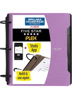 Five Star Flex Refillable Notebook Plus Study App College Ruled Paper 1 1 2 Inch Techlock Rings Pockets Tabs And Dividers 300 Sheet Capacity Purple 29324Ab6  - Image 1