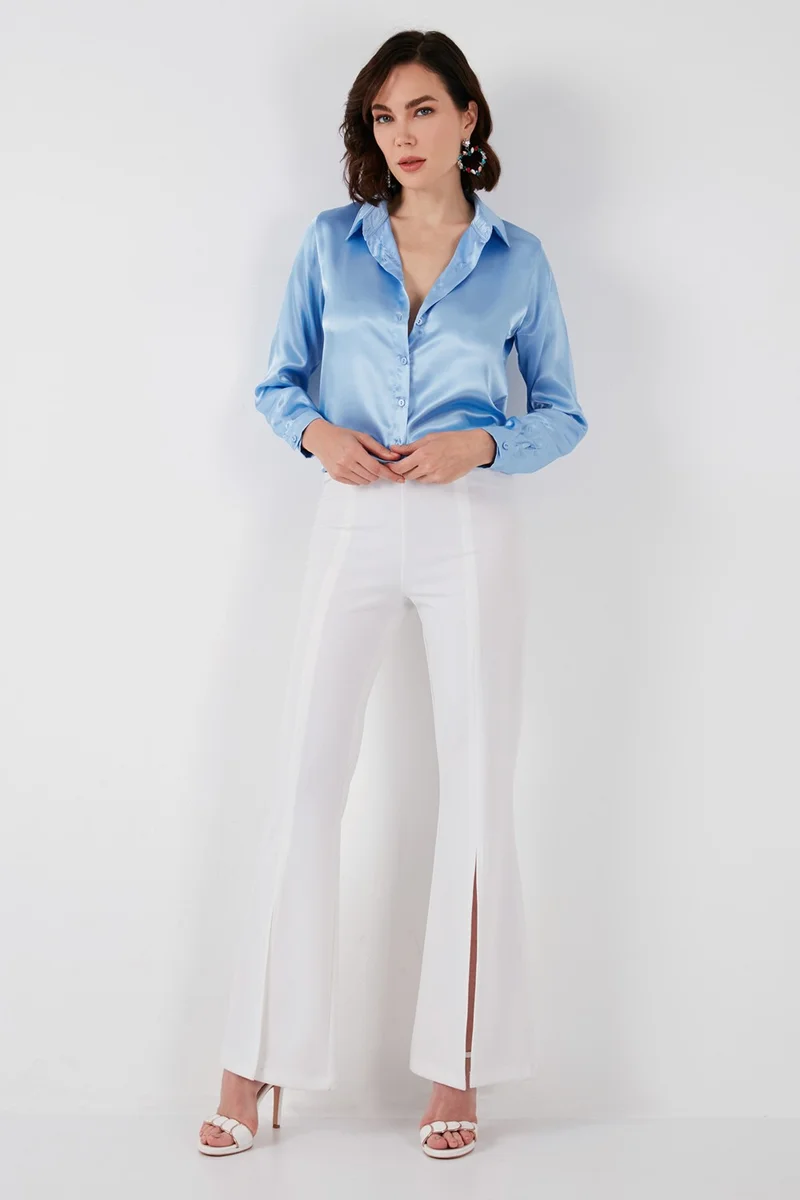 Lela Regular Fit Satin Classic Shirt Women's Shirt 66939642S4