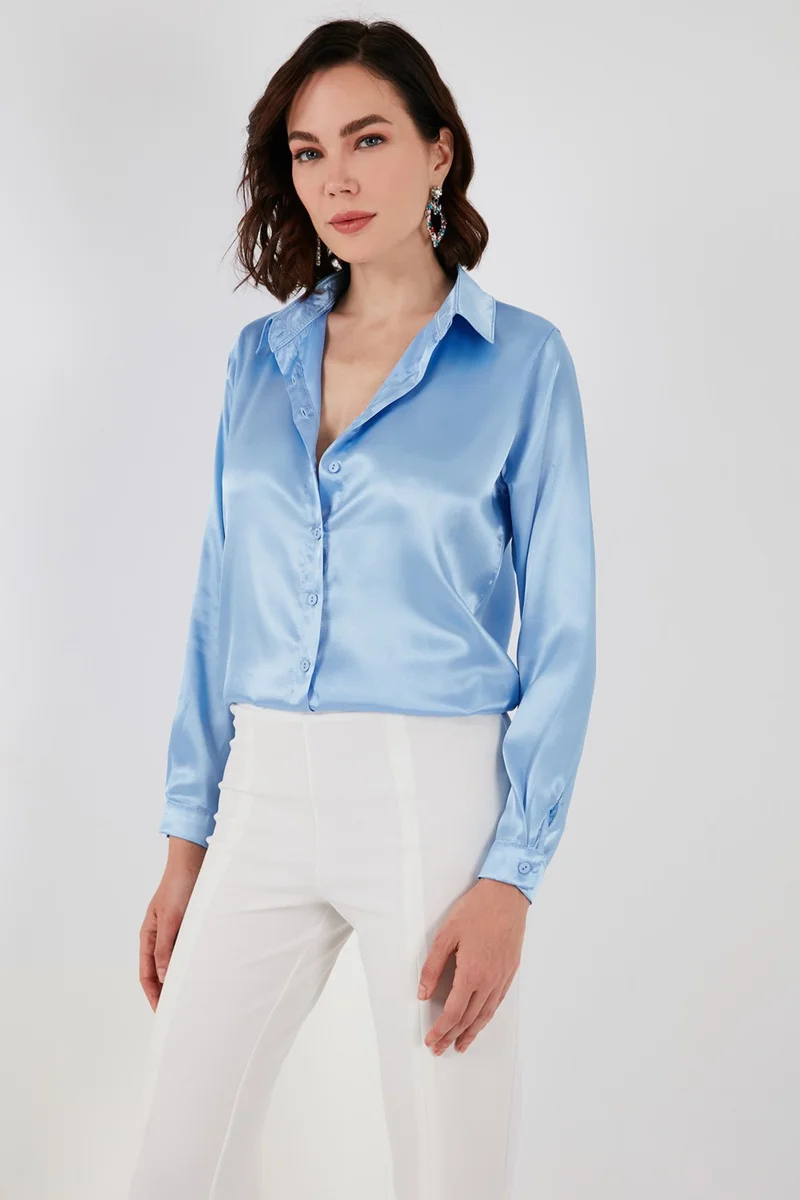 Lela Regular Fit Satin Classic Shirt Women's Shirt 66939642S4