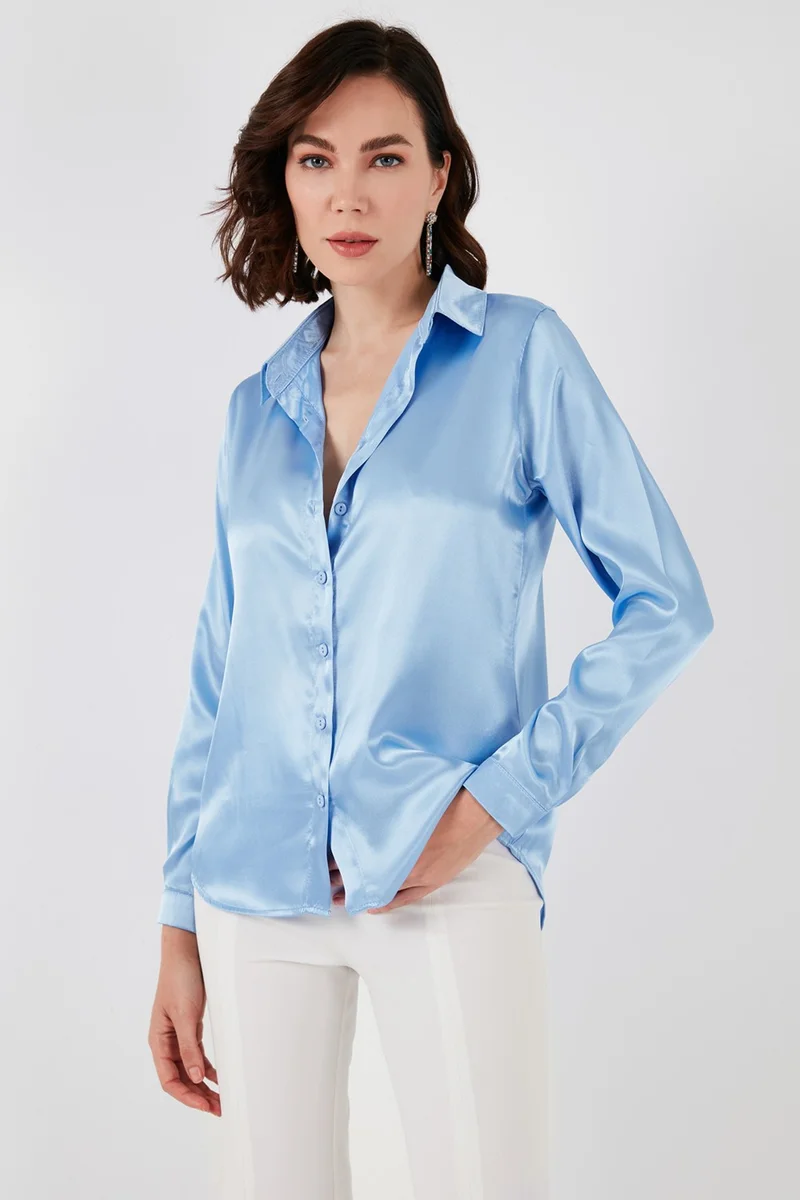 Lela Regular Fit Satin Classic Shirt Women's Shirt 66939642S4