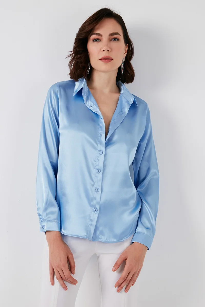 Lela Regular Fit Satin Classic Shirt Women's Shirt 66939642S4