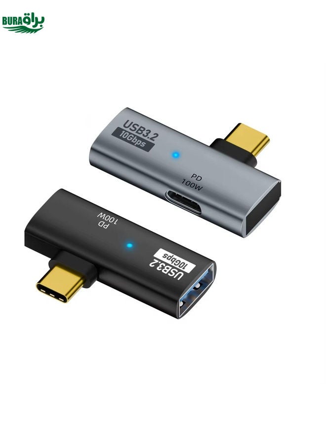 BURAQ USB-C / Type-C Male to Type-C + USB3.2 Female 10Gbps Data OTG Converter PD 100W Charging Adapter(Grey) - Image 3