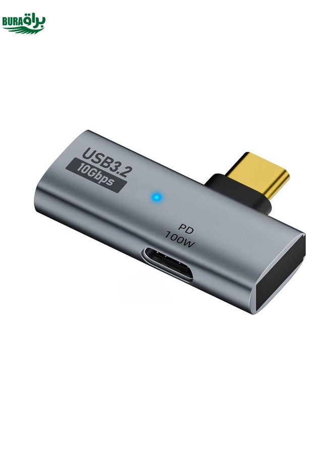 BURAQ USB-C / Type-C Male to Type-C + USB3.2 Female 10Gbps Data OTG Converter PD 100W Charging Adapter(Grey) - Image 1