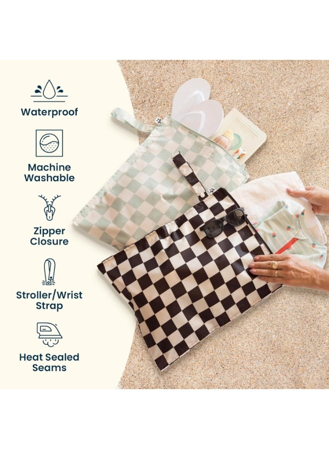 Tiny Twinkle Mess Proof Wet Bags | 2-Pack Reusable Waterproof Wet Bags for Swimsuits | Baby Clothes | Travel & Diaper Bag (Periwinkle,Pebble) - Image 3