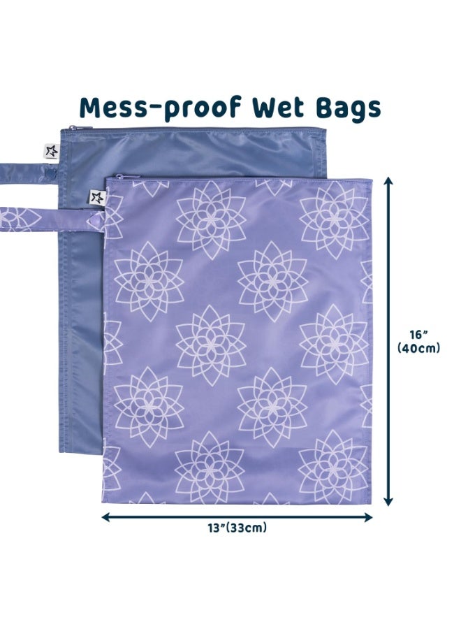 Tiny Twinkle Mess Proof Wet Bags | 2-Pack Reusable Waterproof Wet Bags for Swimsuits | Baby Clothes | Travel & Diaper Bag (Periwinkle,Pebble) - Image 2
