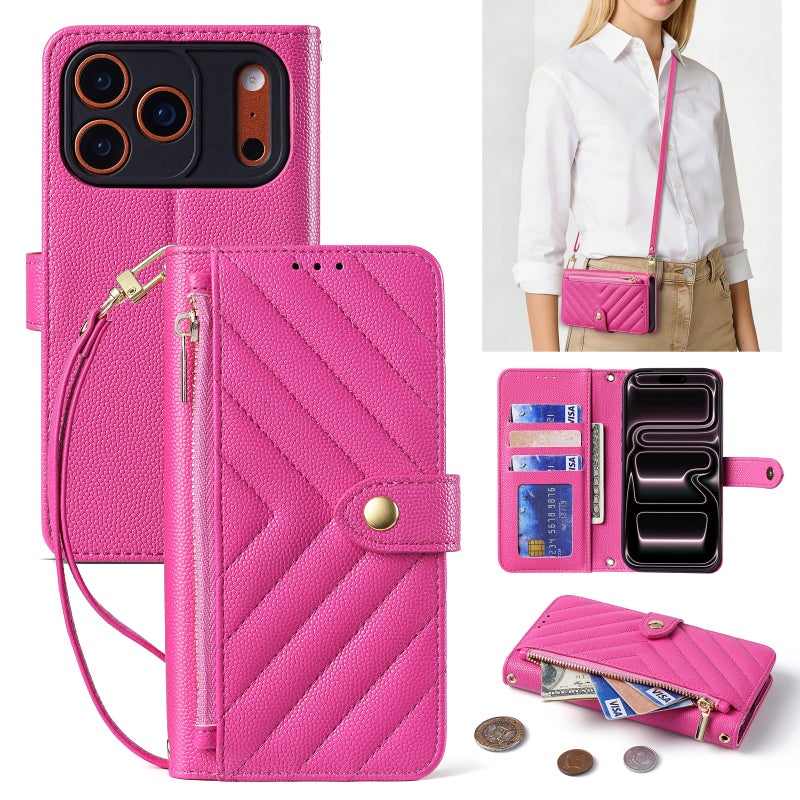 Cross-Border iPhone 17 Pro Max Wallet with Card Slot, Shoulder Strap, and Phone  Case - Image 2