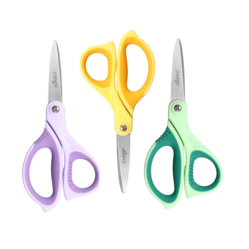 LIVINGO 6 Kids Scissors for School Pointed Tip Student Scissors for Children Comfortable Grip Craft Cutting Paper Ages 811 - Image 2