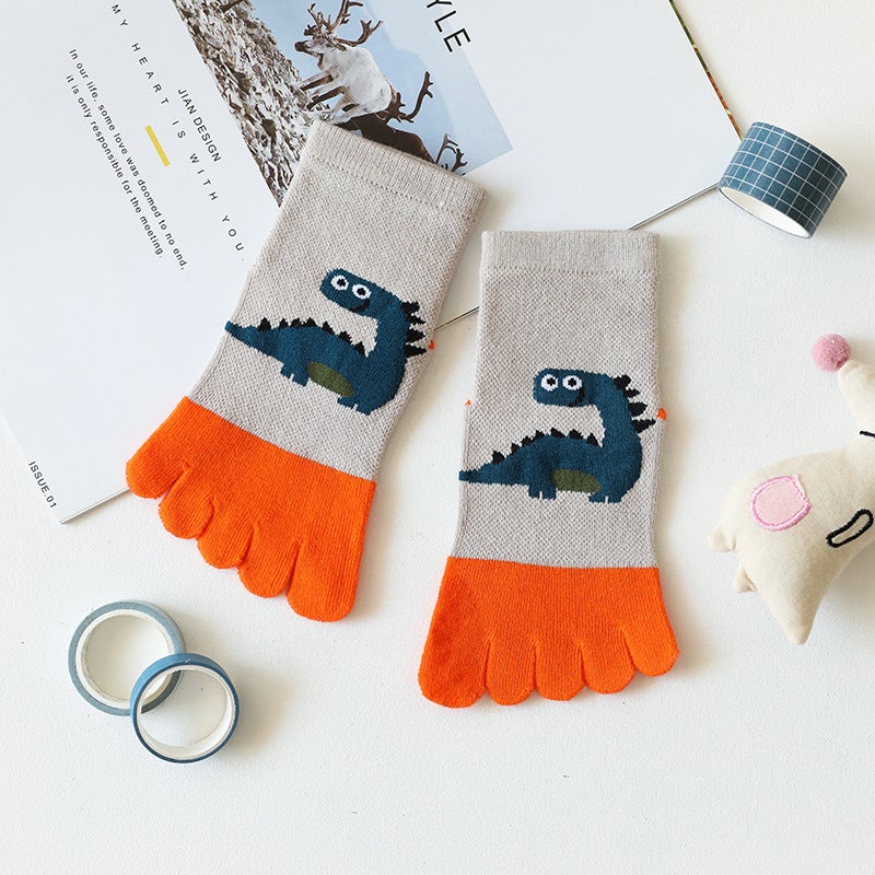 Cotton Cartoon Breathable Toe Socks for Kids 1-9 Years Tyrannosaurus Rex  - Image 2
