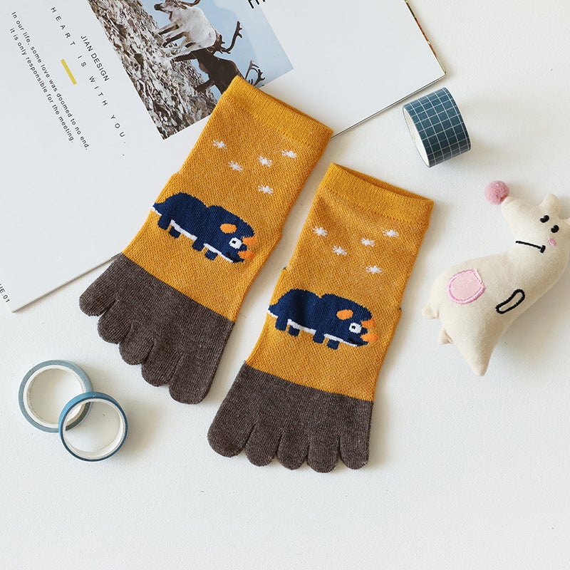 Cotton Cartoon Breathable Toe Socks for Kids 1-9 Years Tyrannosaurus Rex  - Image 4