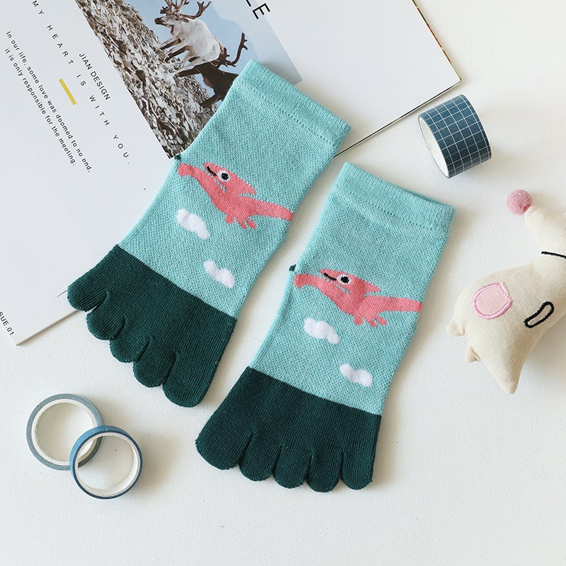 Cotton Cartoon Breathable Toe Socks for Kids 1-9 Years Tyrannosaurus Rex  - Image 3