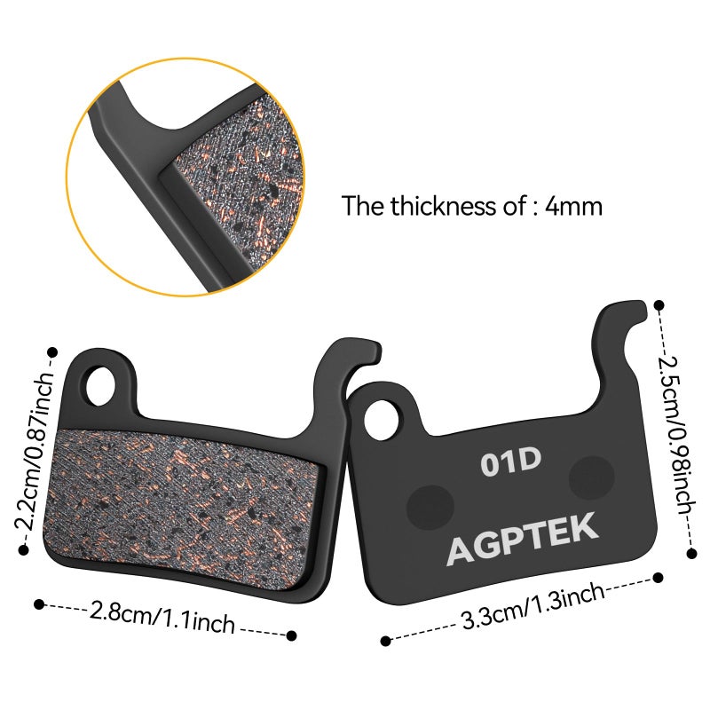 AGPTEK Bike Brake Pads, High-Performance Bicycle Brake Pad, 4 Pairs Semi-Metallic Bike Pad for Mountain Bike Disc Brakes, Compatible with Shimano Deore XT SLX Hone Alfine Saint, Semi-Metallic - Image 5