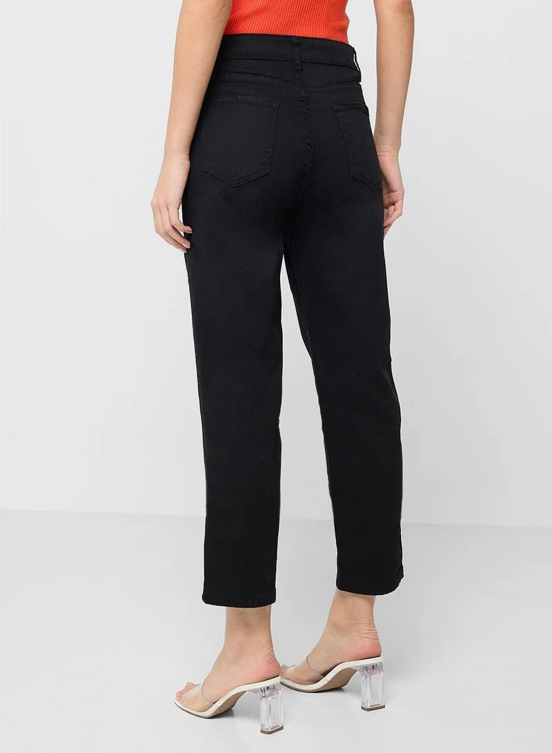 Ginger  High Rise Straight Fit Cropped Jeans for Women | Best Price UAE