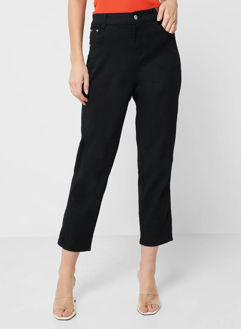 Ginger  High Rise Straight Fit Cropped Jeans for Women | Best Price UAE