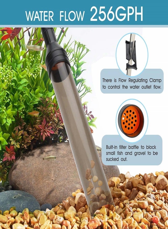 hygger Manual 256GPH Gravel Vacuum for Aquarium, Run in Seconds Aquarium Gravel Cleaner Low Water Level Water Changer Fish Tank Cleaner with Pinch or Grip Suction Ball Adjustable Length - Image 2