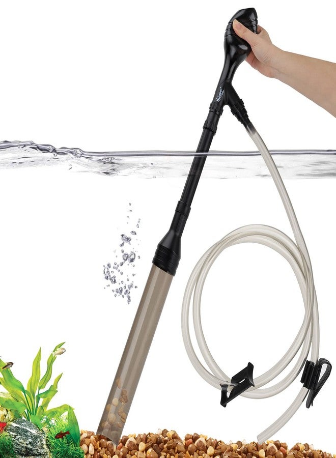 hygger Manual 256GPH Gravel Vacuum for Aquarium, Run in Seconds Aquarium Gravel Cleaner Low Water Level Water Changer Fish Tank Cleaner with Pinch or Grip Suction Ball Adjustable Length - Image 1